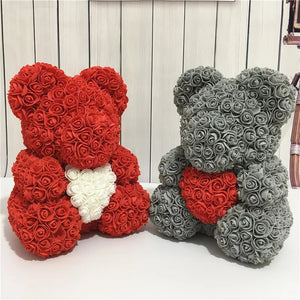 Artificial Rose Teddy Bear Hug Doll